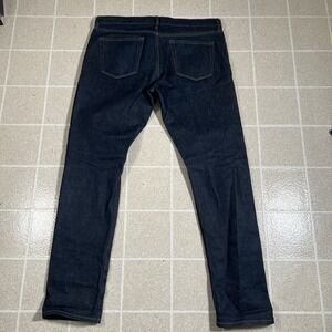 Uniqlo Jeans Mens 36x34 Blue Slim Straight Selvedge Denim Kaihara Stretch